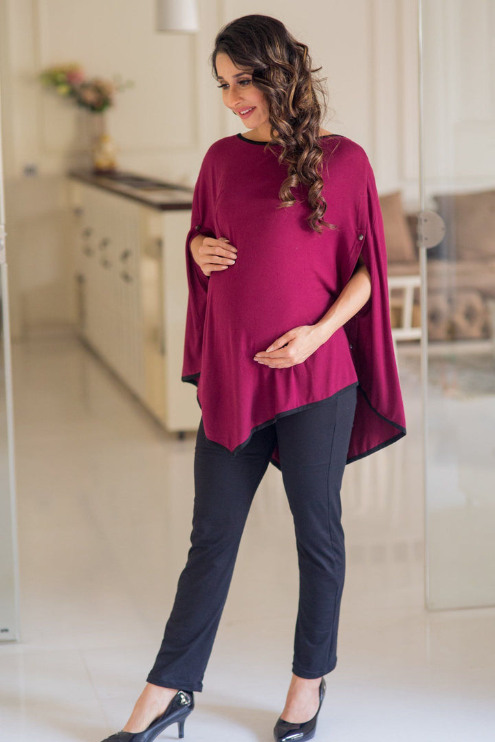 Sangria Asymmetrical Nursing Top momzjoy.com