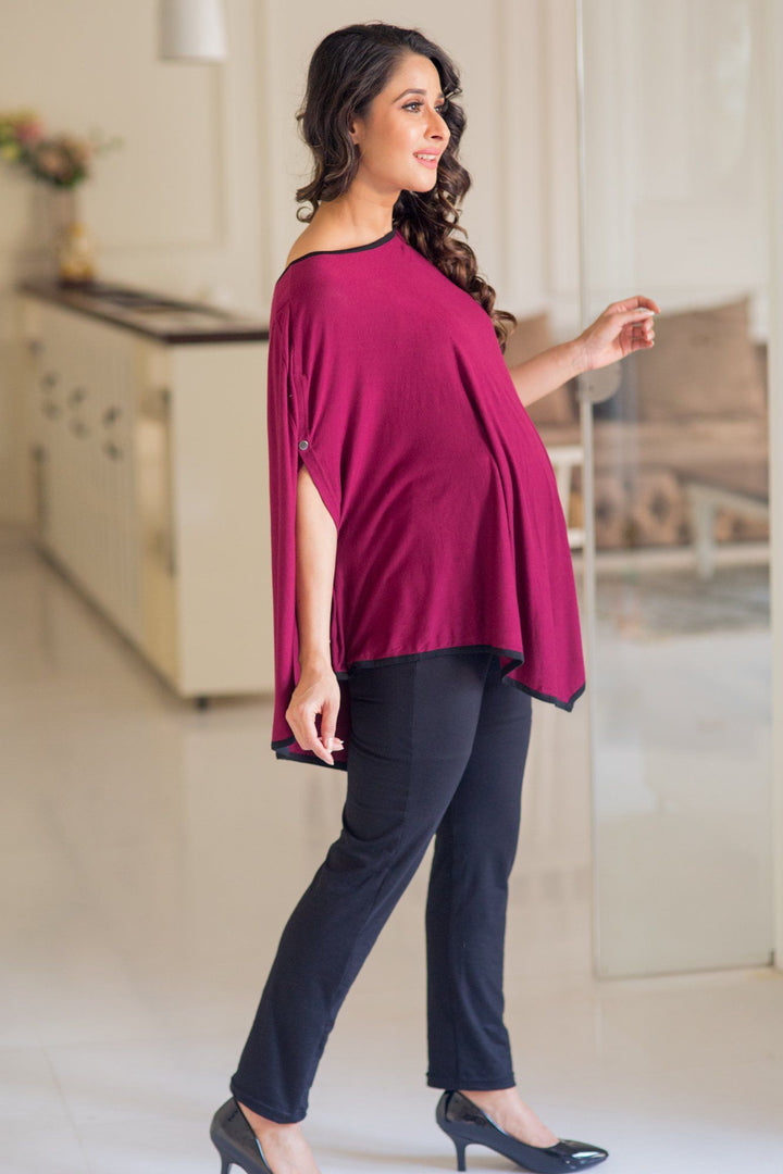 Sangria Asymmetrical Nursing Top momzjoy.com