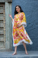 Luxe Sunshine Tie & Dye Maternity & Nursing Kaftan momzjoy.com