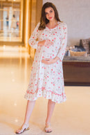 Daisy White Maternity & Nursing Night Dress momzjoy.com