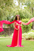 Luxe Raspberry Maternity Trail Photoshoot Gown momzjoy.com