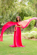 Luxe Raspberry Maternity Trail Photoshoot Gown momzjoy.com