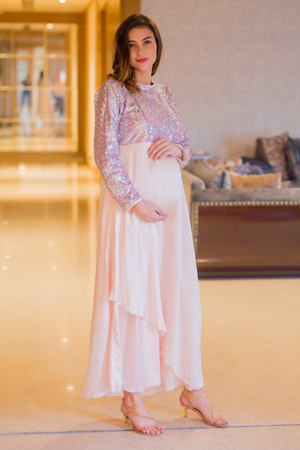 Peppy Sequin Maternity & Nursing Dress momzjoy.com