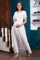 Beautiful Abstract Maternity & Nursing Night Dress + Matching Swaddle Set Of 2 momzjoy.com