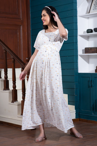 Beautiful Abstract Maternity & Nursing Night Dress + Matching Swaddle Set Of 2 momzjoy.com