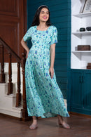 Blossom Mint Maternity & Nursing Night Dress + Matching Swaddle Set Of 2 momzjoy.com