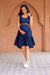 Classic Navy Blue Sleeveless Maternity & Nursing Frill Dress (100% Cotton) momzjoy.com
