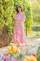 Botanical Pink Off-Shoulder Maternity Maxi Dress MOMZJOY.COM