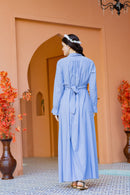 Cotton Denim Front Button Maternity & Nursing Maxi Dress MOMZJOY.COM
