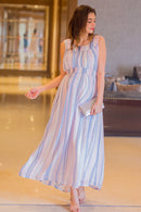 Striped Embellished Sleeveless Maternity Maxi Dress MOMZJOY.COM