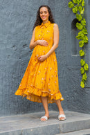 Adorable Marigold Maternity & Nursing Frill Dress momzjoy.com