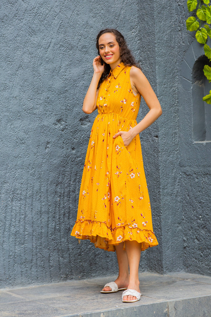 Adorable Marigold Maternity & Nursing Frill Dress momzjoy.com