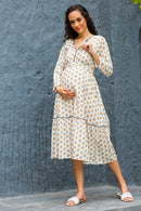 Soothing White Maternity & Nursing Dress momzjoy.com
