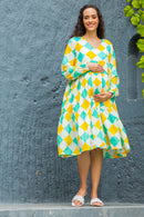 Colorful Diamond Artistic Maternity & Nursing Knee Dress momzjoy.com