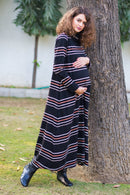 Premium Striped Stretchable Maternity Dress MOMZJOY.COM