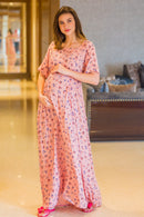 Comfy Salmon Maternity & Nursing Night Dress momzjoy.com