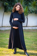 Premium Black Stretchable Maternity Dress MOMZJOY.COM