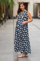 Ebony Floral Maternity & Nursing Sleeveless Wrap Dress momzjoy.com