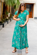 Exquisite Emerald Green Maternity Knot Dress MOMZJOY.COM