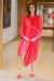 Asymmetrical Red Polka High Neck Maternity & Nursing Dress MOMZJOY.COM