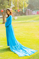 Cobalt Blue Trail Maternity Photoshoot Gown MOMZJOY.COM