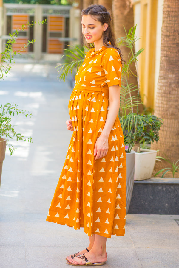 Tuscan Sunny Triangle Maternity & Nursing Dress momzjoy.com