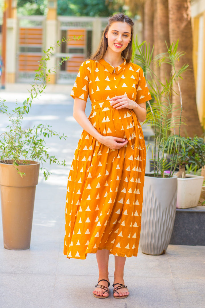 Tuscan Sunny Triangle Maternity & Nursing Dress momzjoy.com