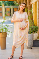 Breezy Mustard Stripe Maternity & Nursing Dress MOMZJOY.COM