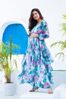 Luxe Vibrant Cascading Floral Maternity & Nursing Flow Dress momzjoy.com