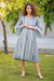 Electric Striped Front Button Maternity & Nursing Dress momzjoy.com