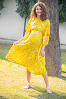 Lemon Floral Maternity & Nursing Flap Dress momzjoy.com
