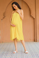 Miami Sunshine Halter Maternity Knee Dress (100% Cotton) momzjoy.com