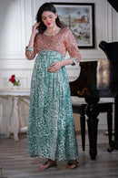 Forest Gold Sequin Maternity Dress momzjoy.com