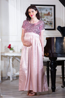 Luxe Rose Gold Sequin Maternity Dress momzjoy.com
