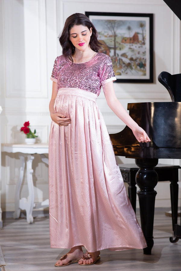 Sequined Maternity Photoshoot Gown  Purple  Wobbly Walk