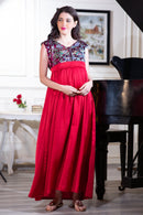 Luxe Red Gold Sequin Maternity & Nursing Dress momzjoy.com