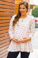 Serene Cherry Pintucks Maternity & Nursing Top - MOMZJOY.COM