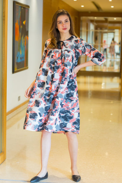Abstract Floral Maternity Dress momzjoy.com