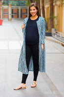 Azure Gathered Plaid Maternity Cover Up momzjoy.com