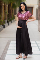 Luxe Mulberry Jade Sequin Maternity Dress momzjoy.com