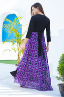 Violet Patterned Luxe Chiffon Maternity & Nursing Wrap Dress MOMZJOY.COM