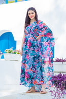 Luxe Chiffon One Shoulder Floral Maternity Gown MOMZJOY.COM