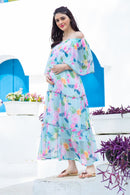 Soothing Floral Off-Shoulder Maternity Maxi Dress MOMZJOY.COM