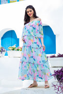 Soothing Floral Off-Shoulder Maternity Maxi Dress MOMZJOY.COM