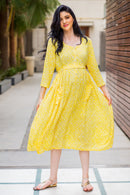 Joyful Yellow Pocket Maternity & Nursing Dress momzjoy.com