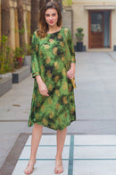 Jade Leafy Maternity & Nursing Horizontal Zip Dress momzjoy.com