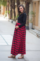 Classic Black Red Plaid Maternity & Nursing Wrap Dress MOMZJOY.COM