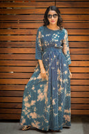 Chic Blue Wash Striped Maternity & Nursing Dress momzjoy.com