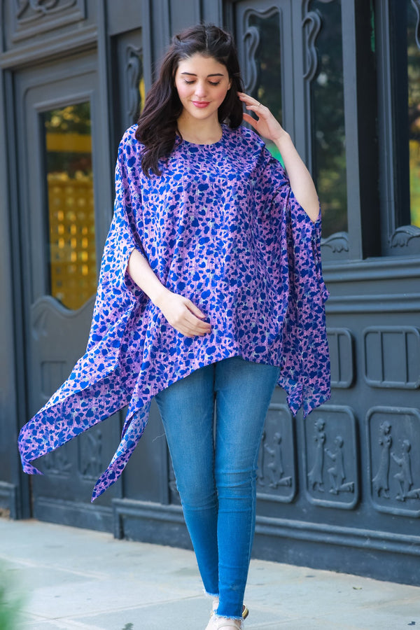 Ocean Blue Maternity Poncho Top MOMZJOY.COM