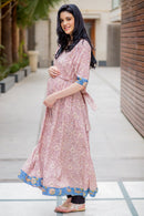 Pastel Blush Rose Maternity & Nursing Kurta - MOMZJOY.COM